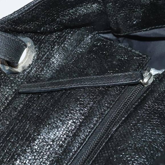 CHANEL Paris Biarritz MM Tote Bag Coated Canvas Black Silver CC Auth bs19293 - Picture 10 of 16